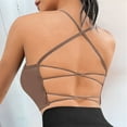 thumbnail image 2 of Baqcunre Corset Tops For Women Sports Bra Padded Crossback Bustier Without Underwire Spaghetti Straps Fitness Bra Push Up Longline Sports Bra Top Womens Blouses Sweatshirt For Women Khaki One Size, 2 of 7