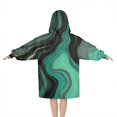thumbnail image 2 of Green Gray Yellow Marble Pattern Blanket Hoodies for Kids 6-13YR Oversize Wearable Blanket Hoodies for Boys Girls Teens, 2 of 7