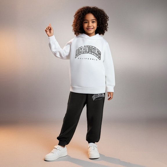 Boys Girls Active Sweatsuit 2 Piece Long Sleeve Letter Print Hoodie Sweatshirt Sweatpants Fall Clothes 5-6 Years Old Girl Clothes Boys Girls Fashion