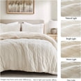 thumbnail image 2 of JERFIT Cable Knit Chenille Bedding Set, Full/Queen 3-Piece Comforter with Shams, Ultra Soft Thermal Sherpa Reversible Blanket, Ivory, 2 of 10