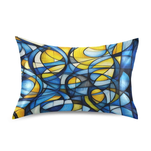 Abstract Blue and Yellow Satin Pillowcase 20''x26'' Double-Sided Print Soft Wrinkle Resistant