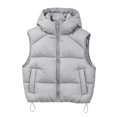 thumbnail image 2 of Xdegoge Girls Puffer Vest Zip Up Sleeveless Lightweight Warm Padded Hooded Jacket Fall Winter Drawstring Hem Fashion Outerwear with Pockets, 2 of 9