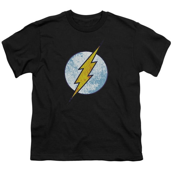 Dc Flash - Flash Neon Distress Logo - Youth Short Sleeve Shirt - Medium