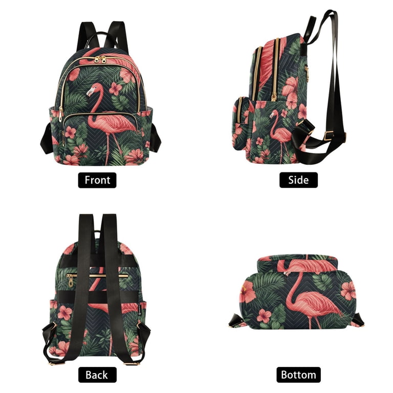 flamingo pattern mini backpack FORMRS Mini Backpack Purse for Women Travel Daypack Casual Shoulder Bag,  Flamingo Leaves Pattern