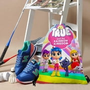 True and the Rainbow Kingdom-theme Drawstring Backpack Sports Gym Bag Water Resistant String Bag Cinch Bag,12X16(30X40cm)