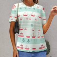 thumbnail image 3 of Nautical Ship Pattern Women's Short Sleeve T-Shirt Crew Neck Casual Summer Trendy Loose Fit Tops, 3 of 7