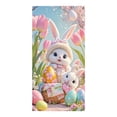 thumbnail image 3 of KOYPTL Welcome Spring Door Cover 71x35",Bunny & Eggs Door Banner Decorations Flowers Front Door Cover Seasonal Spring Porch Sign Photo Background for Easter Holiday Indoor Outdoor Home Decor Supplies, 3 of 7