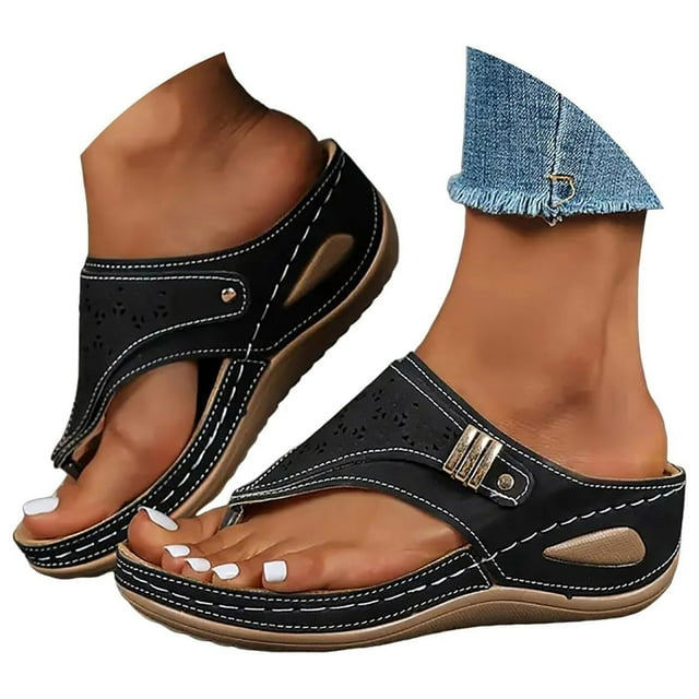 Dakaela Orthopedic Sandals for Women 2025 Arch Support Summer Slip on Slippers Dressy Flip Flops