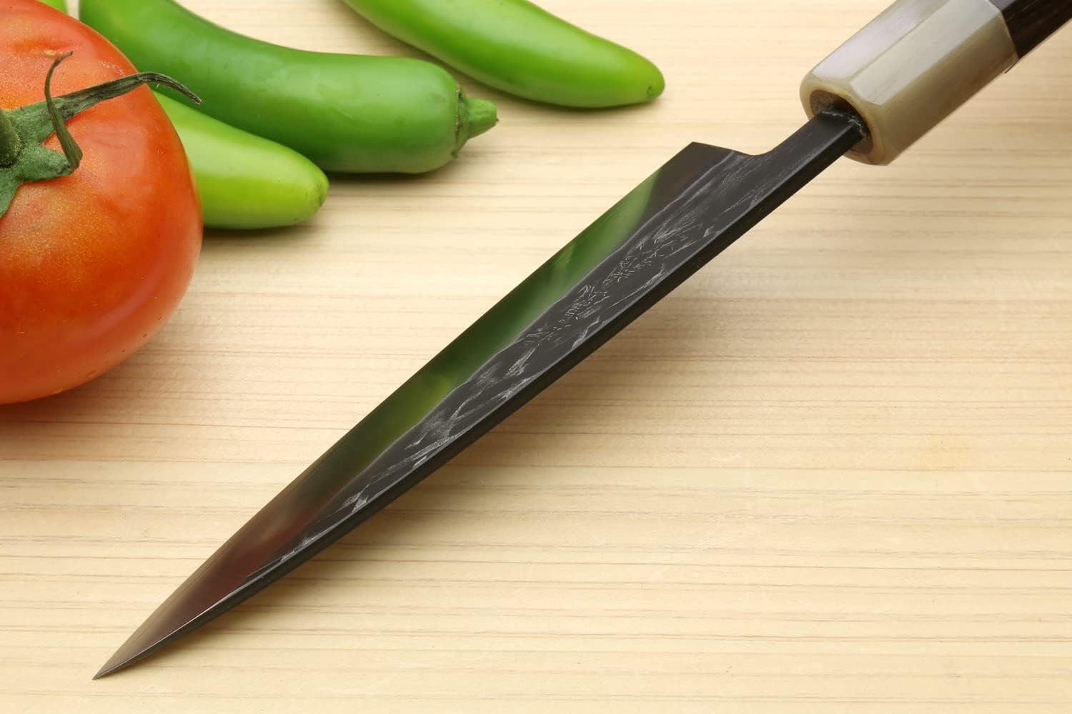 Yoshihiro Kurouchi Stainless Clad High Performance SLD Japanese Petty Utility Knife Ebony Handle (5.3"(135mm) & Saya)
