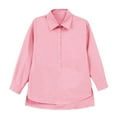 thumbnail image 3 of AXXD Women Shirts Pink Basic Summer 2024 Trendy Solid T-shirt Long Sleeves Blouse V-Neck Casual Tops, 3 of 7