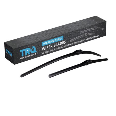 TRQ Silicone Coated Water Repellent Wiper Blades, 17in and 28in Automotive Windshield Wipers (Set of 2)