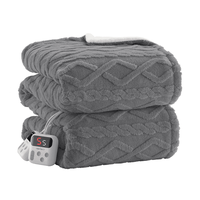 King Size Sherpa Heated Blanket, 90"x100" Dual Control 10 Heat & Timer Settings, Machine Washable Fast Heating Electric Throw, ETL Certified for Bedroom & Living Room