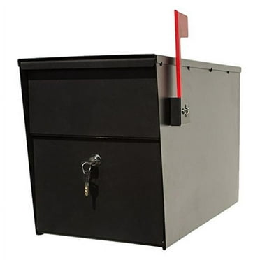 QualArc LSLM-2000 LetterSentry Galvanized Steel Locking Post Mount Rust Proof Mailbox - Black