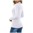 thumbnail image 2 of White Womens Tops Autumn and Winter Solid Color High-neck Basic Base Shirts for Women, 2 of 5