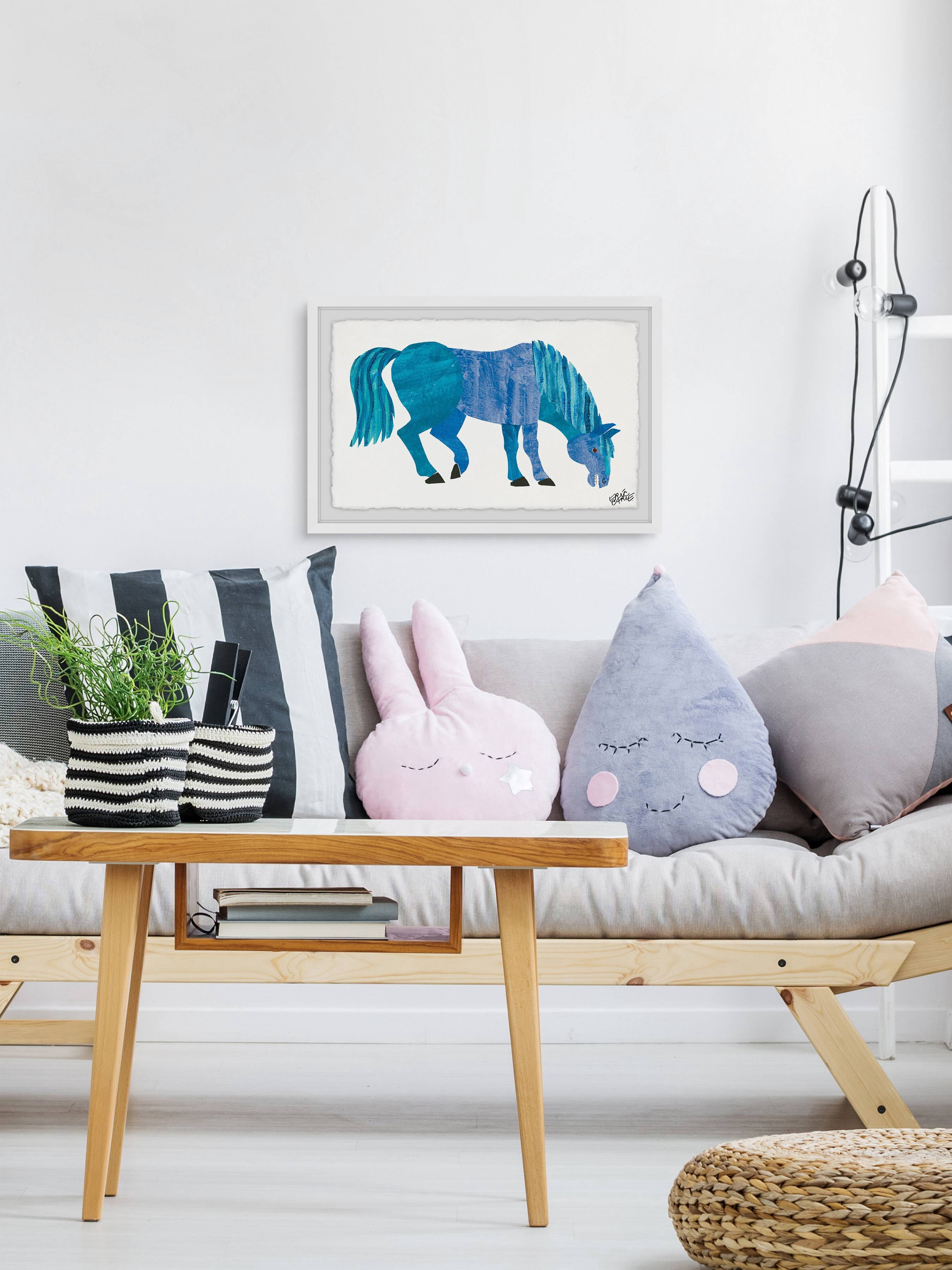Marmont Hill Blue Horse By Eric Carle Framed Wall Art, 18.00" x 1.50"