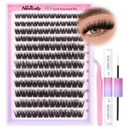 Fluffy Eyelash Extension Kit Wispy Cluster Lashes Extension Kit Individual Lashes 10-20MM Long Eyelashes Cluster Lash Bond and Seal Tweezers for Beginner by Newcally