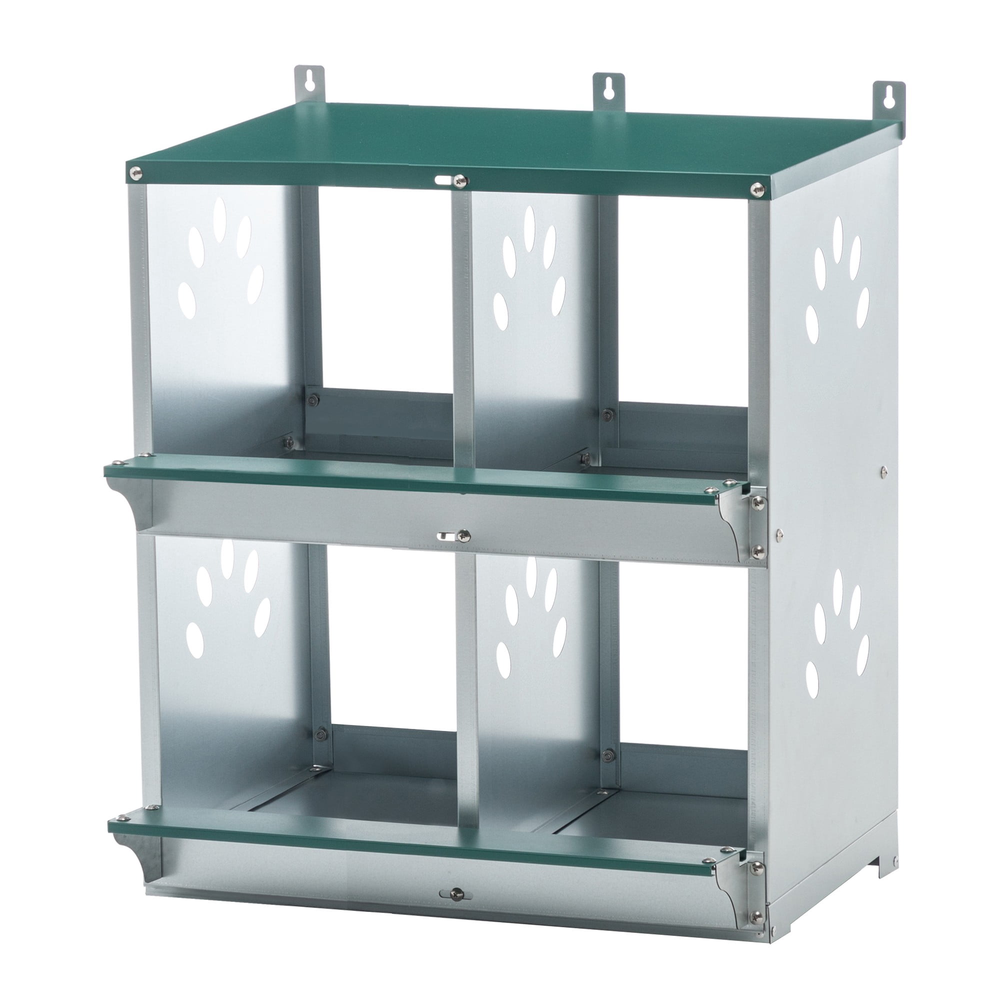 Leumius Nesting Boxes for Chickens,4-Hole Chicken Nesting Boxes Wall Mount,Large Vented Holes Chicken Coop Box for Outdoor Chicken Coop Farm Yard,Green