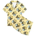 thumbnail image 4 of MIXUE Summer Kids Toddler Girls Pajamas Sets 2 Piece Cartoon Bee Print Lapel Short Sleeve Button Shirt Shorts Loungewear Pajama Set For Bee Festival Streetwear,Yellow,6-7 Years, 4 of 4