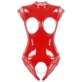 thumbnail image 3 of Body sexy de charol con escote halter y espalda descubierta para mujer, lencería de una pieza, ropa de club, disfraz erótico de entrepierna abierta, 3 of 5