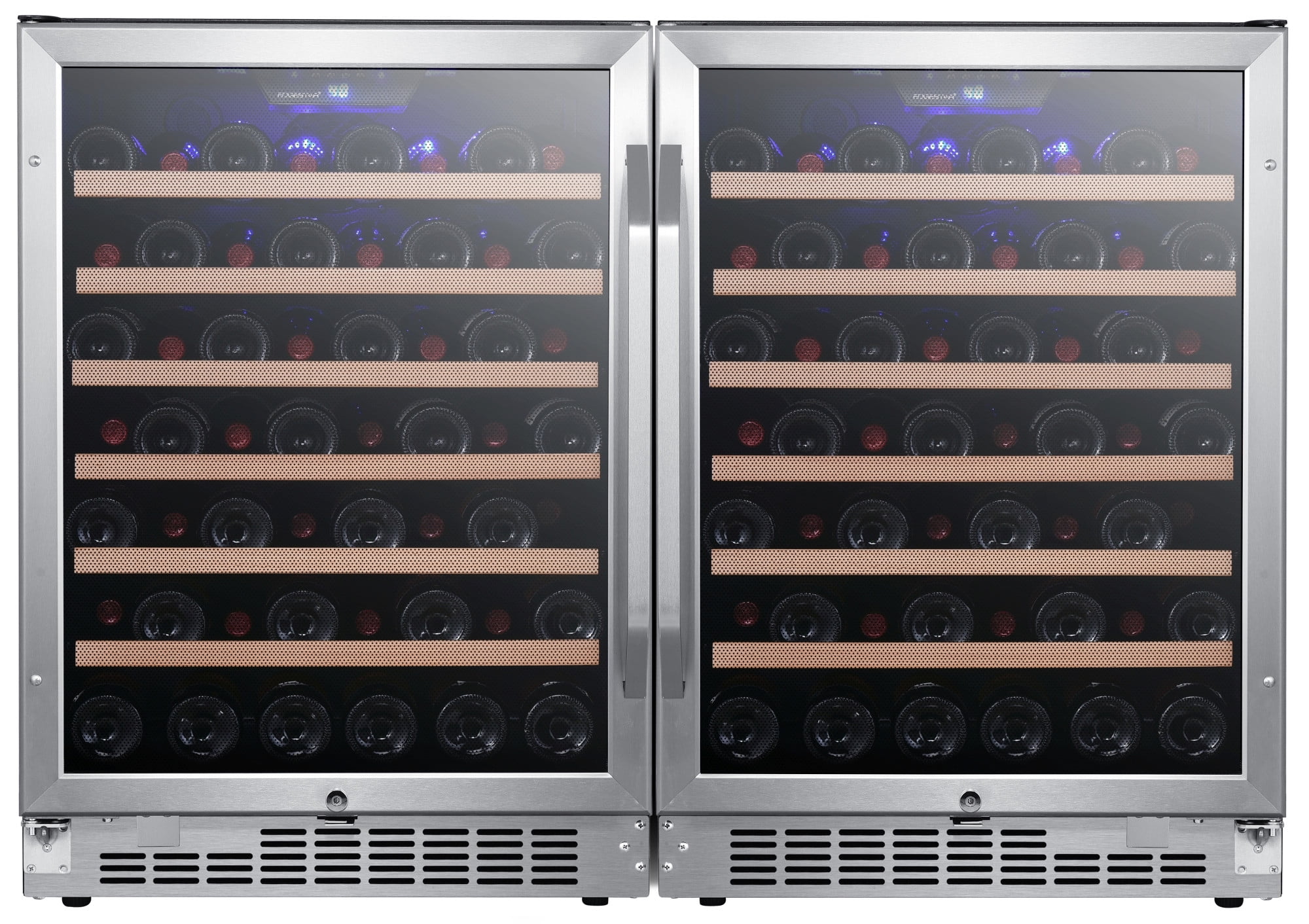 Edgestar Cwr532szdual 47 Wide 106 Bottle Built In Side By Side Wine Cooler Stainless Walmart Com Walmart Com