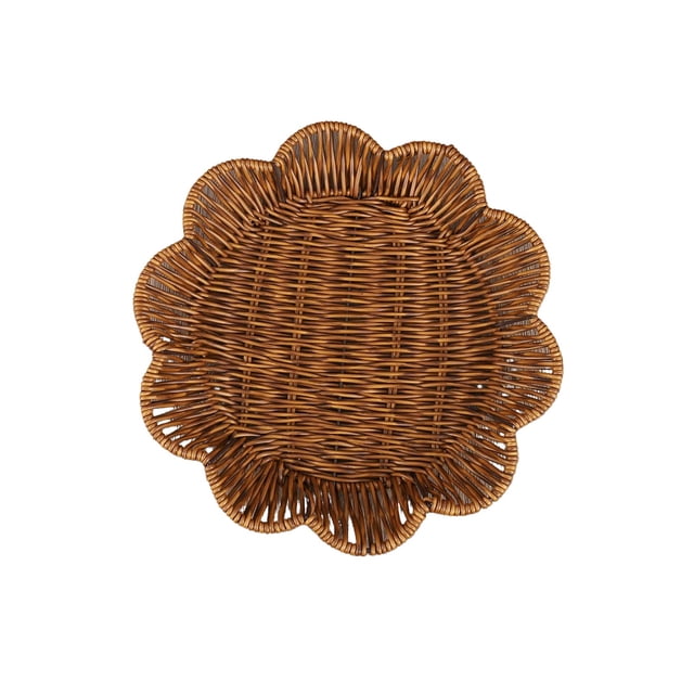 Fruit Vegetable Storage Basket Plastic Imitation Vines Woven Basket 28*28*4cm Multi Functional Storage Tray for Snack Candy and Bread