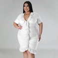 thumbnail image 3 of AURA Women Plus Size Mesh Layered V Neck Dress Sexy A Line Midi Summer Vacation Dress, 3 of 6