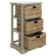 SAFAVIEH Halle Solid 3 Wicker Basket Storage Side Table, Vintage Grey