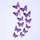 thumbnail image 3 of Pegatinas de pared de mariposas huecas en 3D, de imitación de metal morado brillante, para decoración de pared de sala de estar, 3 of 5