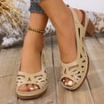 thumbnail image 2 of Rokment Womens Platform Heeled Dress Sandals for Ladies 2026 Summer Fashion Casual Geometic Hollow out Peep Open Toe Chunky Block High Heels Slingback Dressy Pumps Khaki Size 9.5, 2 of 5