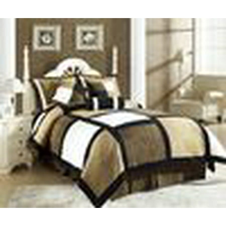 Legacy Decor 7 Piece Black Brown Beige Micro Suede Patchwork