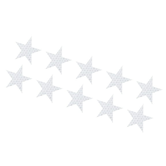 10 Pcs Reflective Stickers, 1.97"x1.89" Star Shape Safety Tape Reflector Universal for Cars Trucks Trailers Waterproof PET White