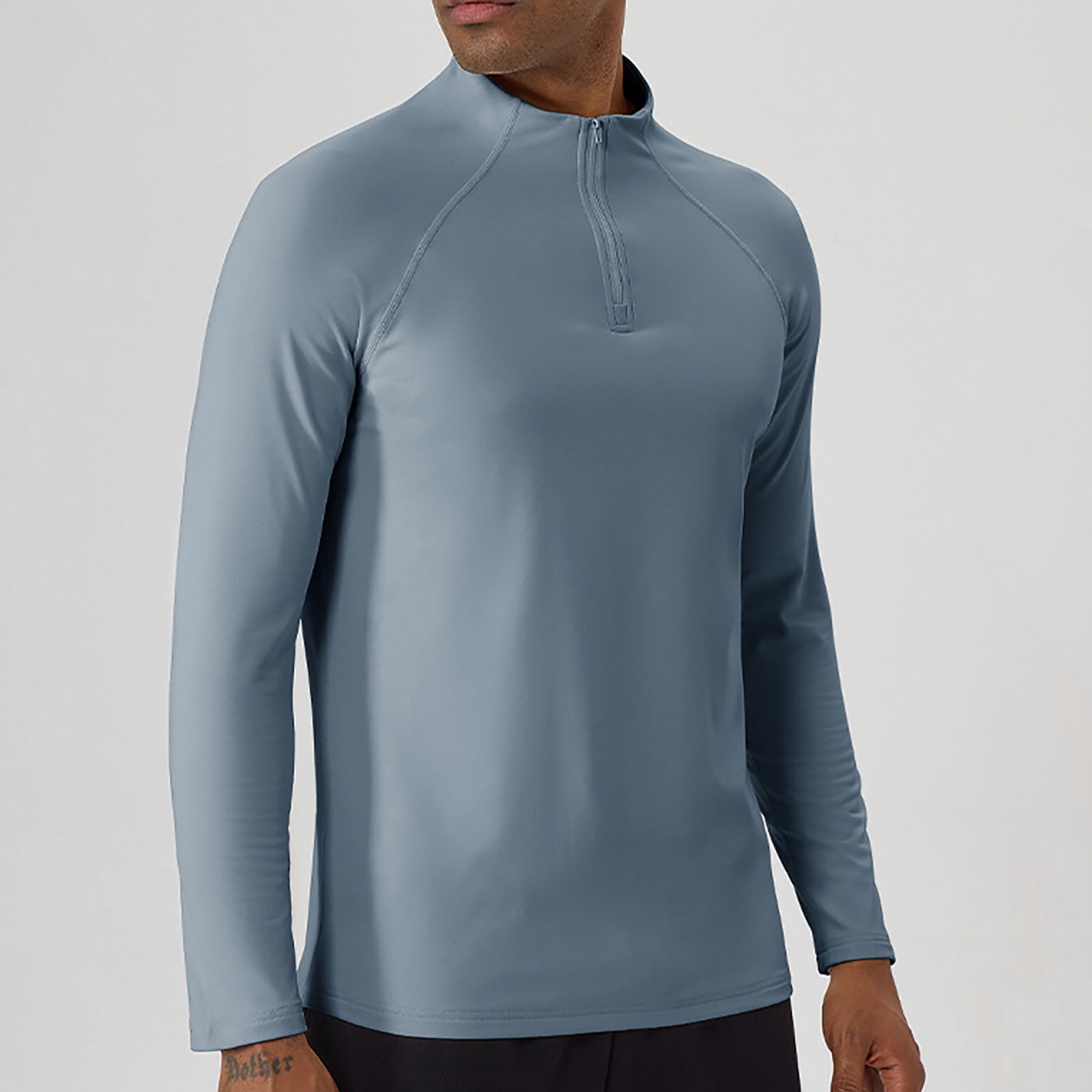 Paiwinds Men's Sports Performance Top, Moisture-Wicking Polyester/Spandex, Round Neck Long Sleeve Fitness Shirt in Beige