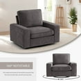 thumbnail image 4 of INGALIK Swivel Accent Chair, 40.2"W Oversize Chenille Accent Armchair with Storage Bag, Modern Comfortable Chair for Living Room, Bedroom, Dark Gray, 4 of 10