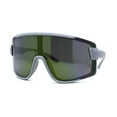 thumbnail image 2 of Mens Color Mirror Exposed Lens Large Shield Sunglasses Grey Green Mirror, 2 of 4