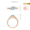 thumbnail image 5 of Angara Natural 0.72 Ct. Aquamarine with Diamond Side Stone Ring in 14K Rose Gold for Women (Ring Size: 11.5), 5 of 10