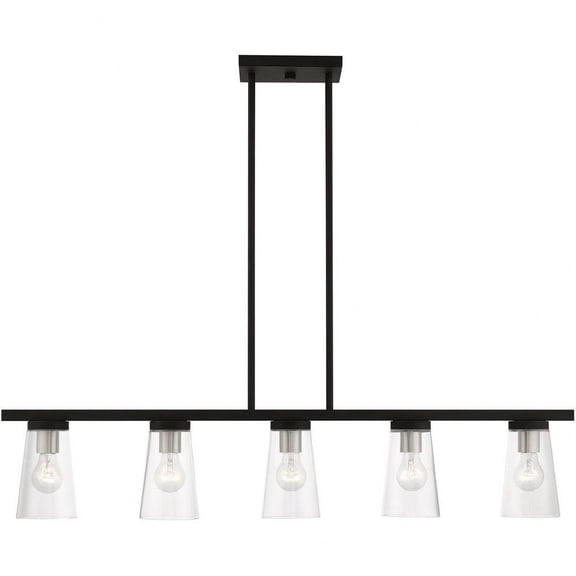 5 Light Linear Chandelier in Contemporary Style-14.25 inches Tall and 4.75 inches Wide-Black/Brushed Nickel Finish Bailey Street Home 218-Bel-4829172