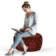 thumbnail image 2 of Damask Pouf Cover with Zipper, Abstract Floral Pattern with Medieval Design Ornamental Victorian Image, Soft Decorative Fabric Unstuffed Case, 30" W X 17.3" L, Orange Magenta Black, by Ambesonne, 2 of 5