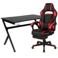 thumbnail image 2 of BizChair Black Gaming Desk with Cup Holder/Headphone Hook/2 Wire Management Holes & Red Reclining Back/Arms Gaming Chair with Footrest, 2 of 13