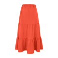 thumbnail image 6 of GZWYHT Maxi Skirt Fall Skirts Women's Summer Boho Flowy Swing Tiered A-Line Midi Skirt 2025 Fashion Trendy Elastic Waist Pleated Long Beach Dress Long Skirt Flowy Skirt Womens Skirt Orange Skirt M, 6 of 7
