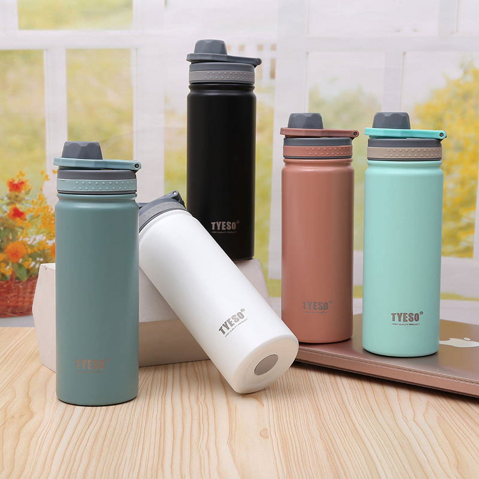 Homgreen Vacuum Insulated Thermos Water Bottle with Wide Mouth Cup BPA-Free  18/8 Stainless Steel Water Bottles for Cold & Hot Drink Coffee 