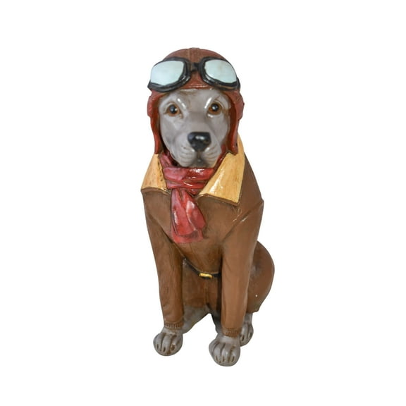 A Happy Dog Dressed Like a Pilot Resin Statue Size: 3" x 4" x 8"H