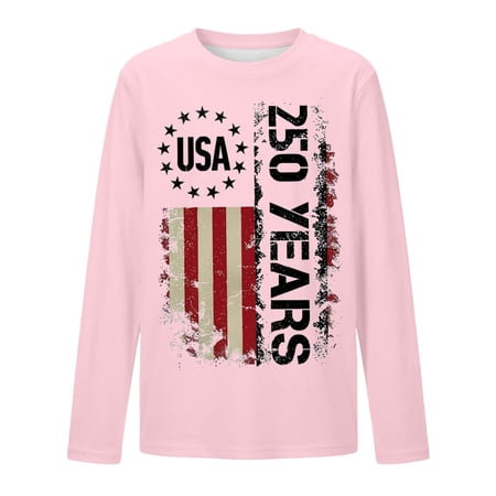 Rhuody Spring Tops Boys Round Neck Short Sleeve Graphic Tees With Prints Shirts For Children Youth Stylish Top Leisure Clothing Pink 13-14 Years