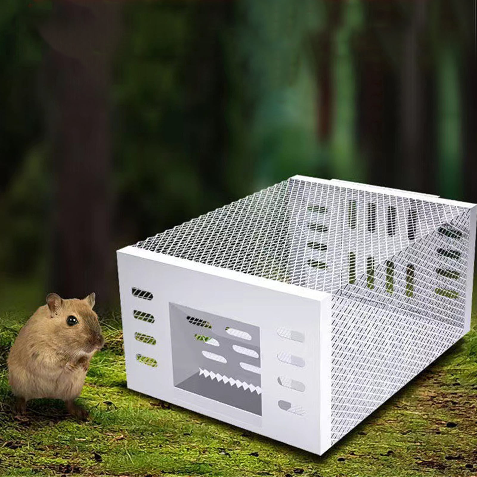 Moonsky Automatic Mouse Trap Cage, Professional Live Rodent Catcher for Home and Garden, High Sensitivity Steel Trap for Adults, Silvery