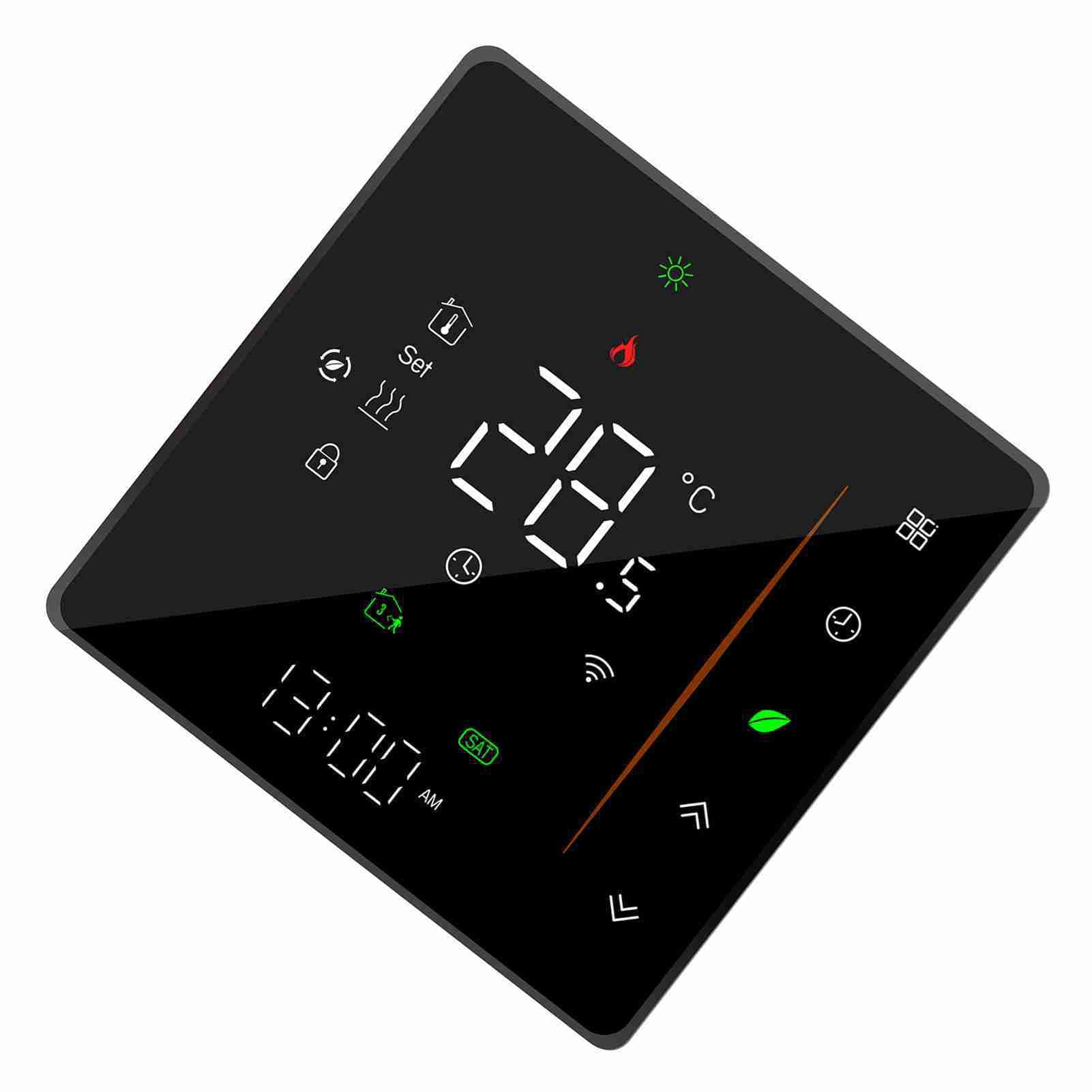 smart thermostat With WiFi Smart Thermostat Temperature Controller Weekly Programmable Supports Touch Control/ Mobile APP/ Voice Control Compatible with / Home, for Electric Floor Heating 16A