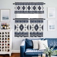 thumbnail image 2 of Dark Blue Boho Kitchen Curtains Sets for Windows 24 Inch Length, Farmhouse Neutral Abstract Geometric Rod Pocket Window Treatments Tier Curtains and Valances Set for Bedroom/Bathroom, 2 of 8