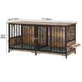 thumbnail image 6 of Uforic 71" Large Dog Crate Furniture, Heavy Duty Wooden Double Dog Kennel with with Removable Divider,Dog Cage with 4 Rotatable Bowls&2 Cushions, for Medium Large Dogs,Brown, 6 of 6
