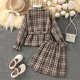 thumbnail image 4 of Sngxgn Girl's Two Piece Outfits Ruffle Trim Short Sleeve T Shirt and Skirt Sets(Brown,10Y), 4 of 9
