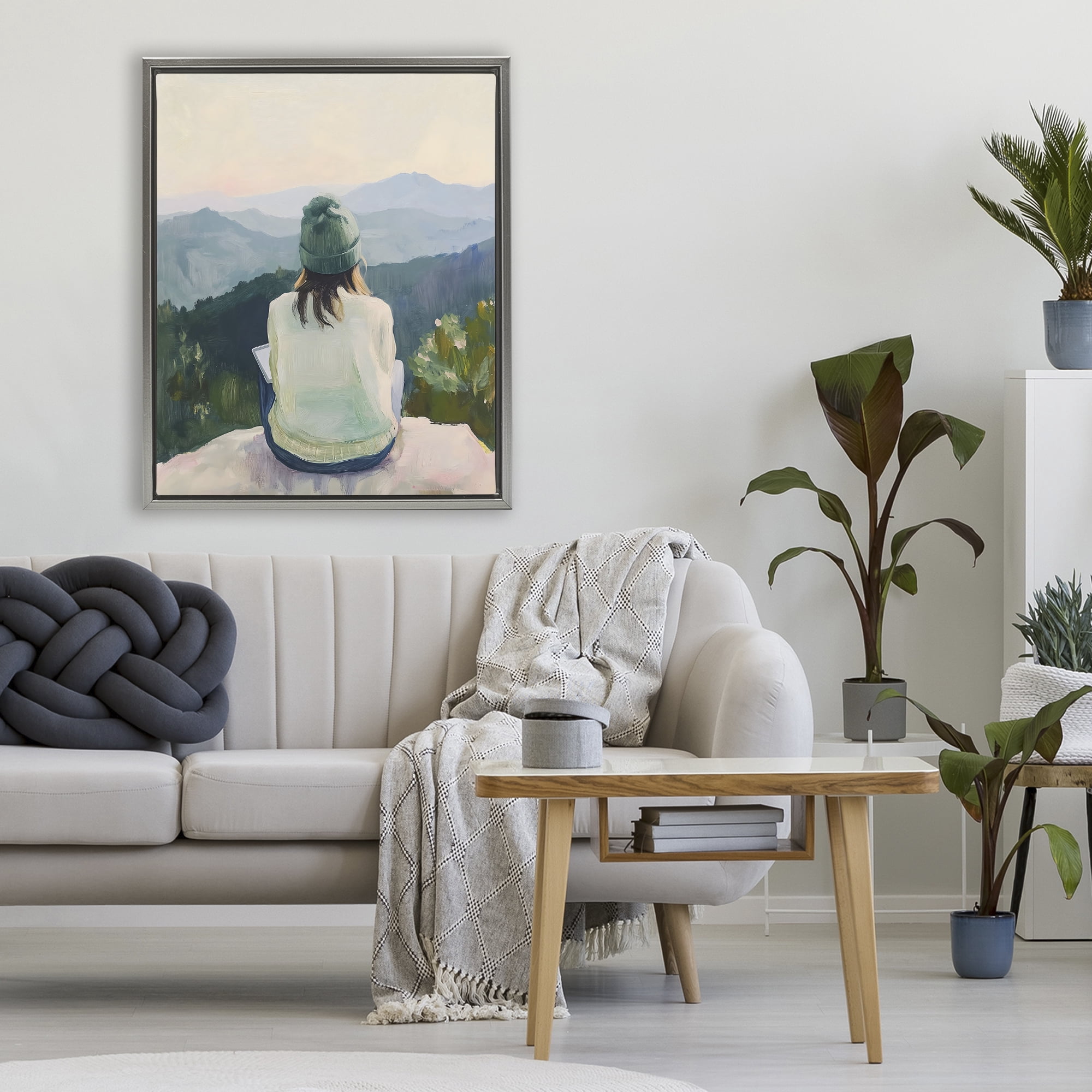Stupell Industries Mindful Solitude Meditation View Gray Framed Floater Canvas Wall Art, design by The Prints Vibe
