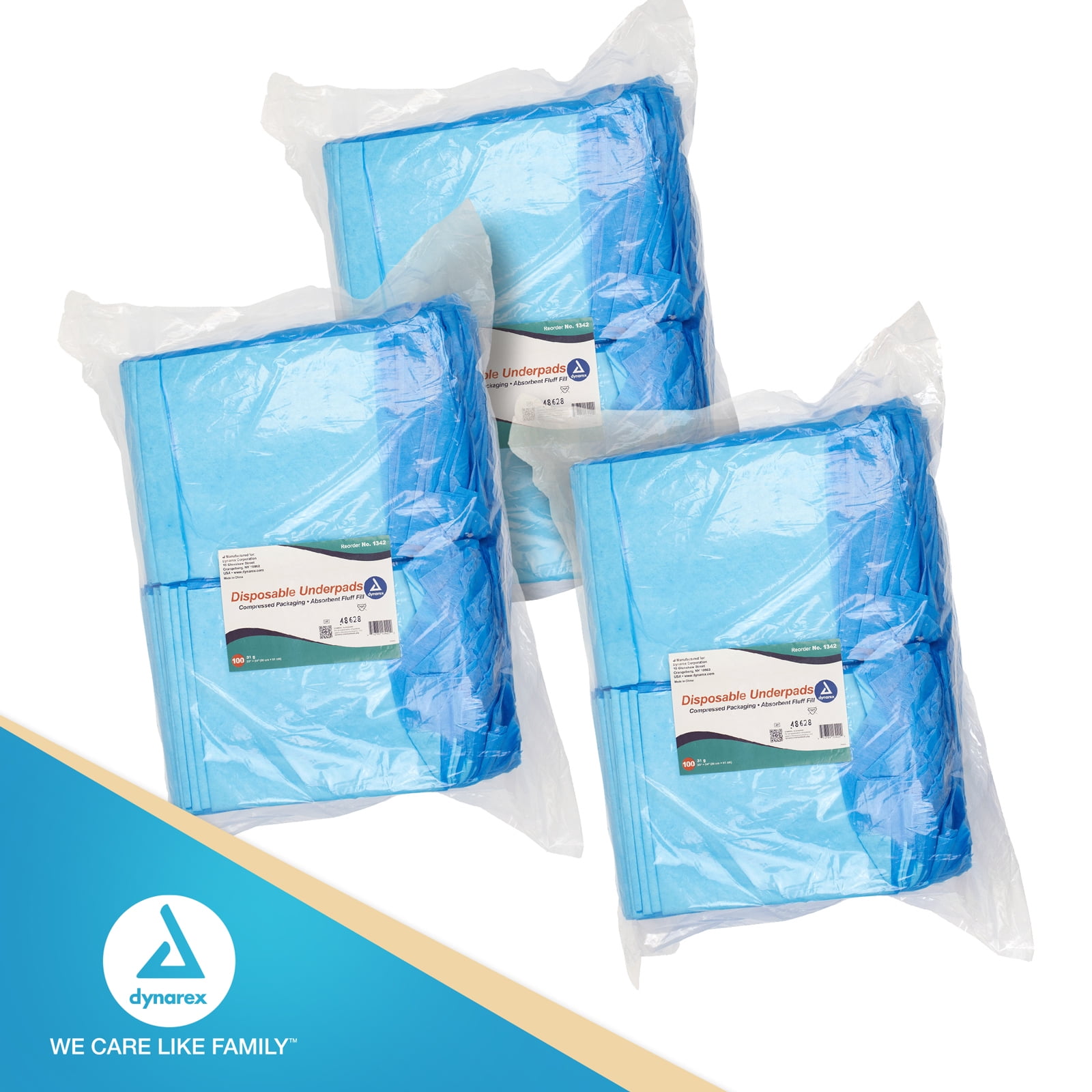 Dynarex Disposable Underpads, Medical-Grade Incontinence Bed Pads to Protect Sheets, Mattresses, and Furniture, 23”x24” (31g), 1 Case of 200 Disposable Underpads (2 Boxes of 100)