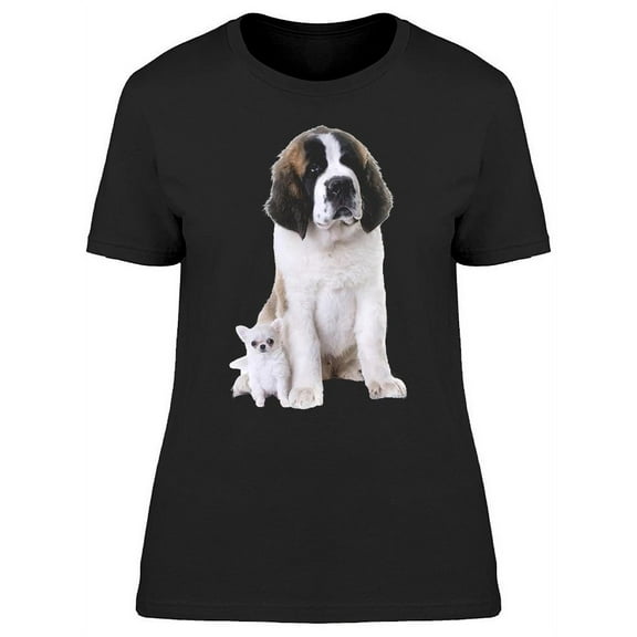 Chihuahua And Saint Bernard T-Shirt Women -Image by Shutterstock, Female XX-Large